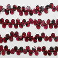 12" St Garnet Smooth Flat Drop  Beads 6x4mm.- Strand 39cm
