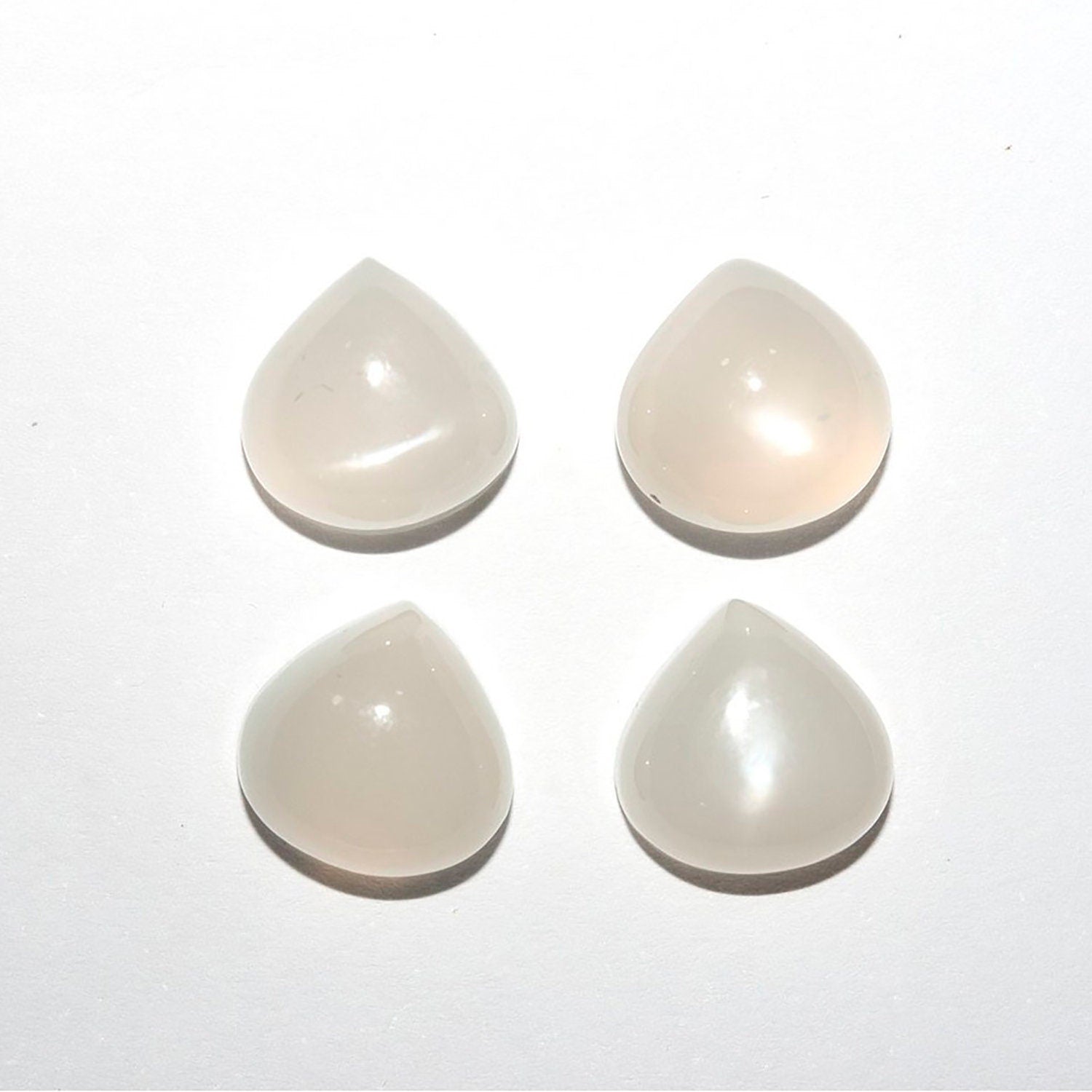 4 Pcs Lot Moonstone Drop Cabochon 10mm. (4 pcs.) - Hard Gems