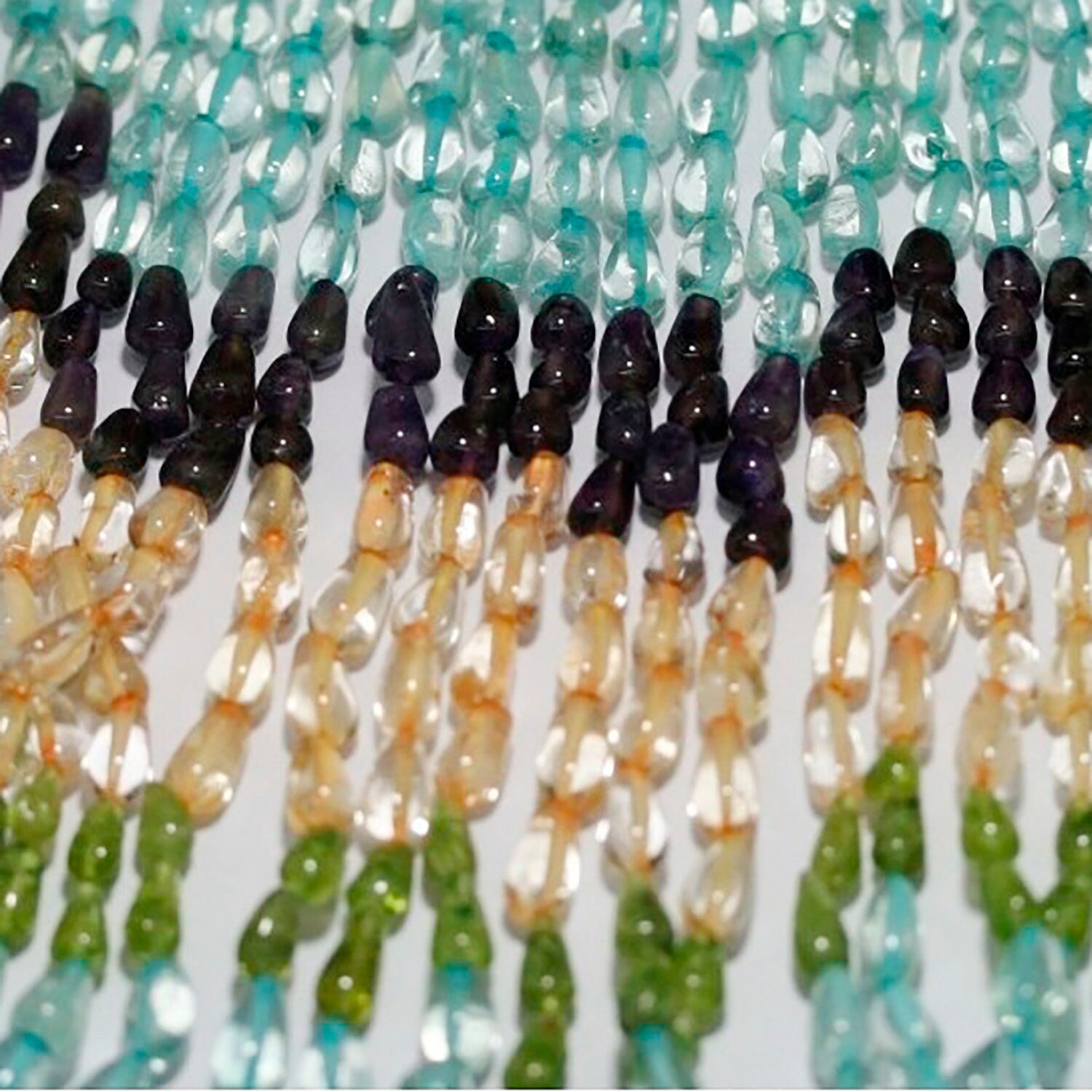 14" St Multi Stone Smooth Drop Beads 8x5mm. Approx -Strand 38cm