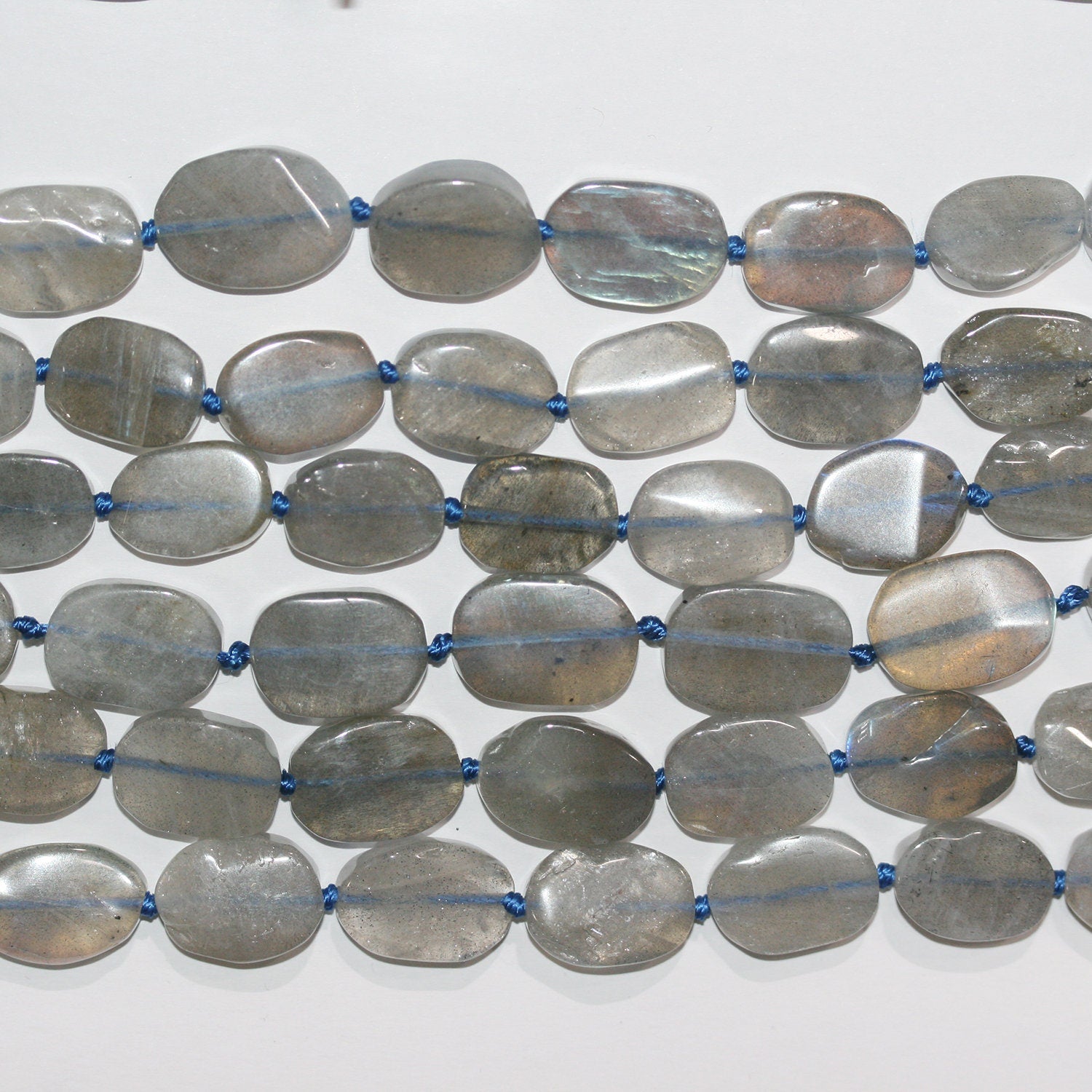 16" Labradorita Santa Cuentas Planas Ovaladas Lisas 18x13mm.-Hilo 40 cm.