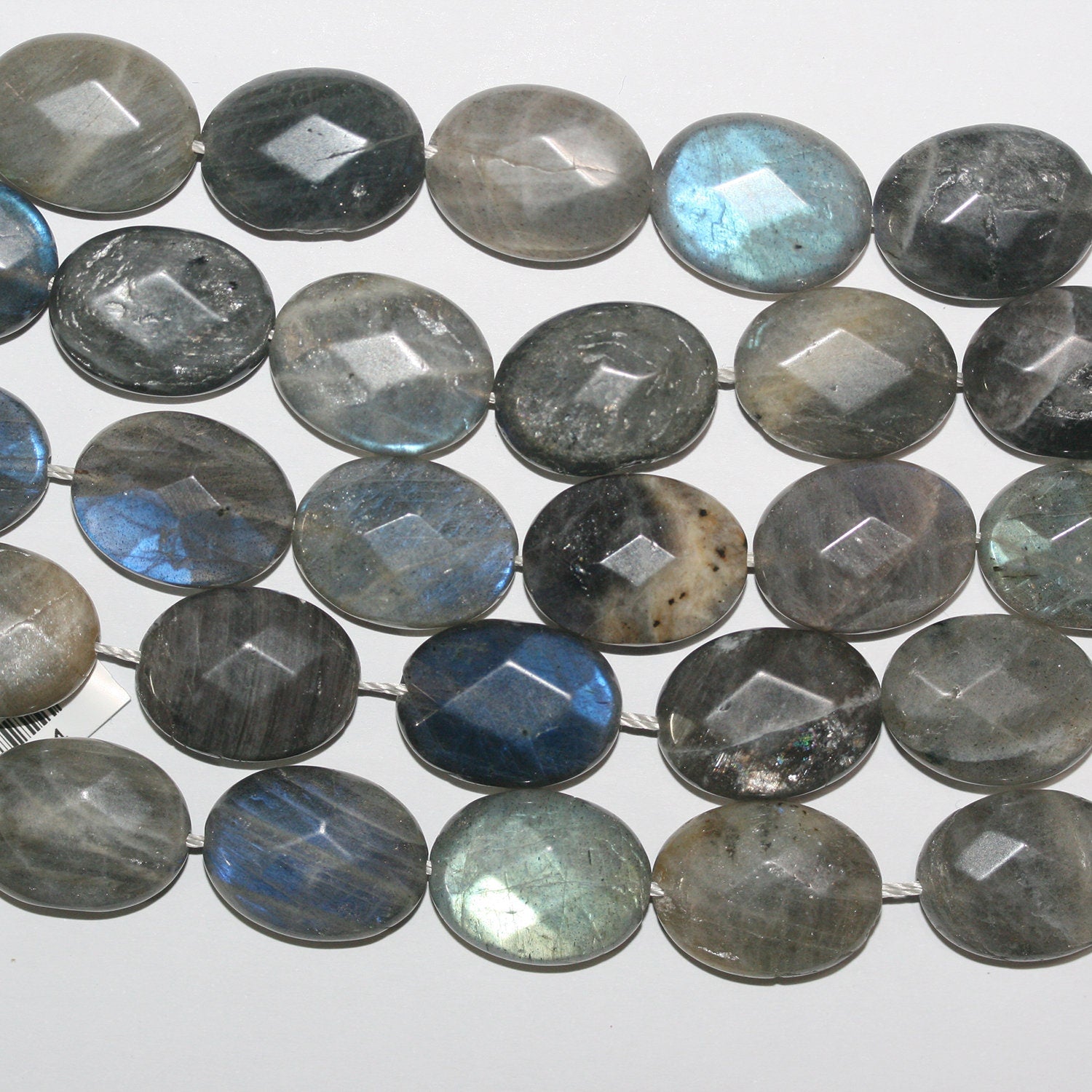 16" Cuentas Ovaladas Facetadas de Labradorita Santa 20x15mm.-Hilo 40cm.