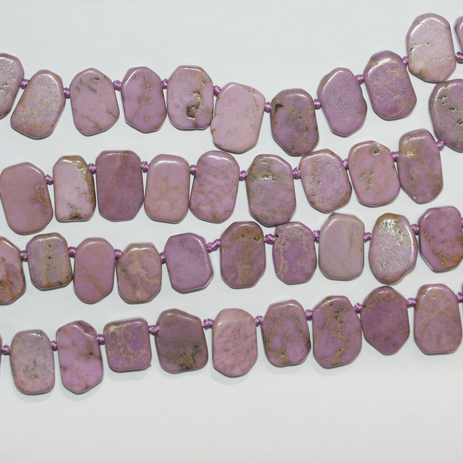 Cuentas planas ovaladas lisas de fosfosiderita de 16" de St., 16 x 12 mm, aprox. - Hilo de 40 cm.