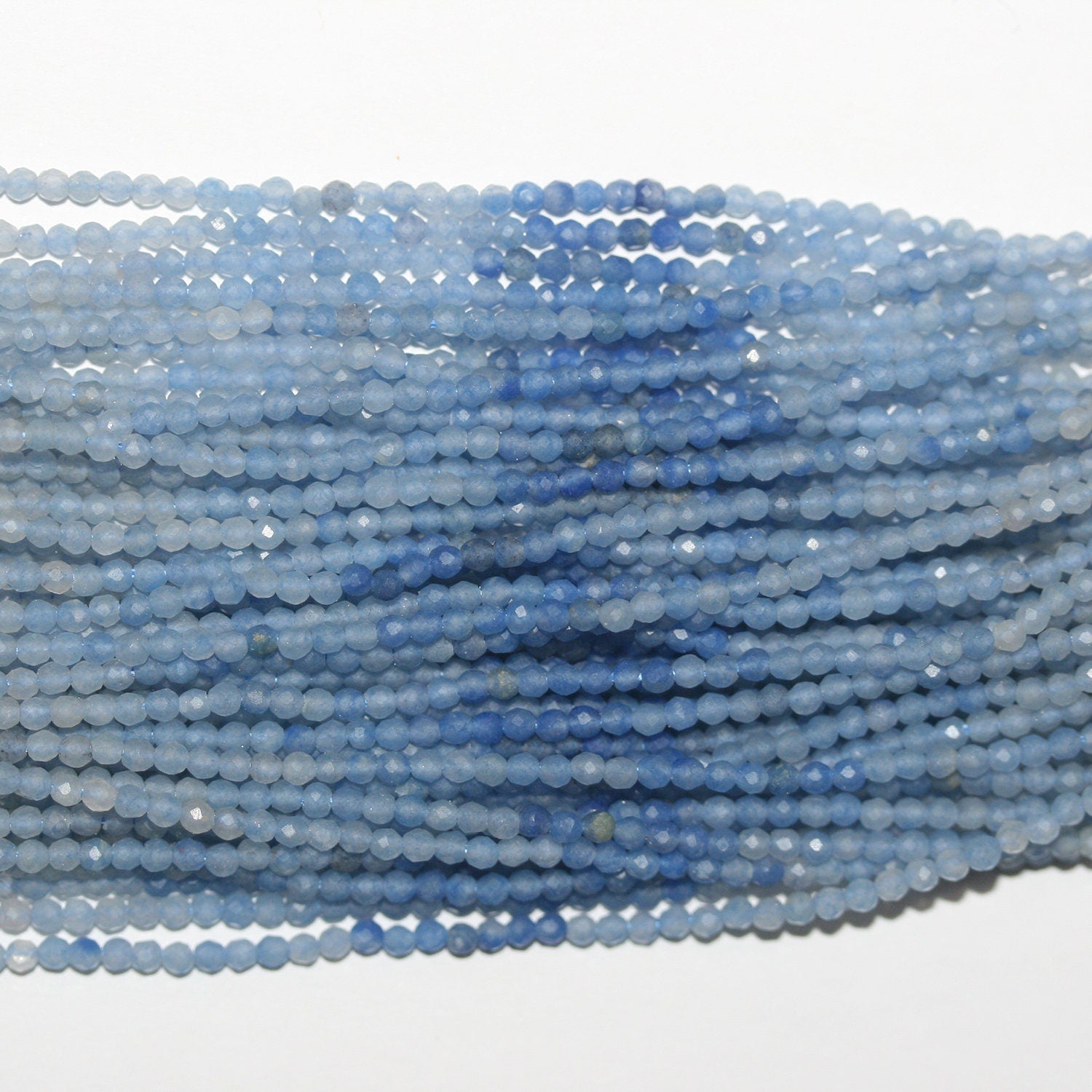 Cuentas redondas facetadas de aventurina azul de 40 cm (16"), 2 mm (tira de 40 cm)