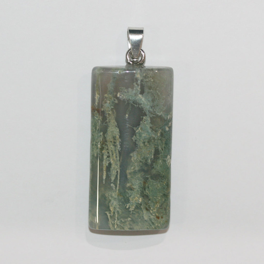 Pendentif rectangulaire en agate mousse 40x20mm.