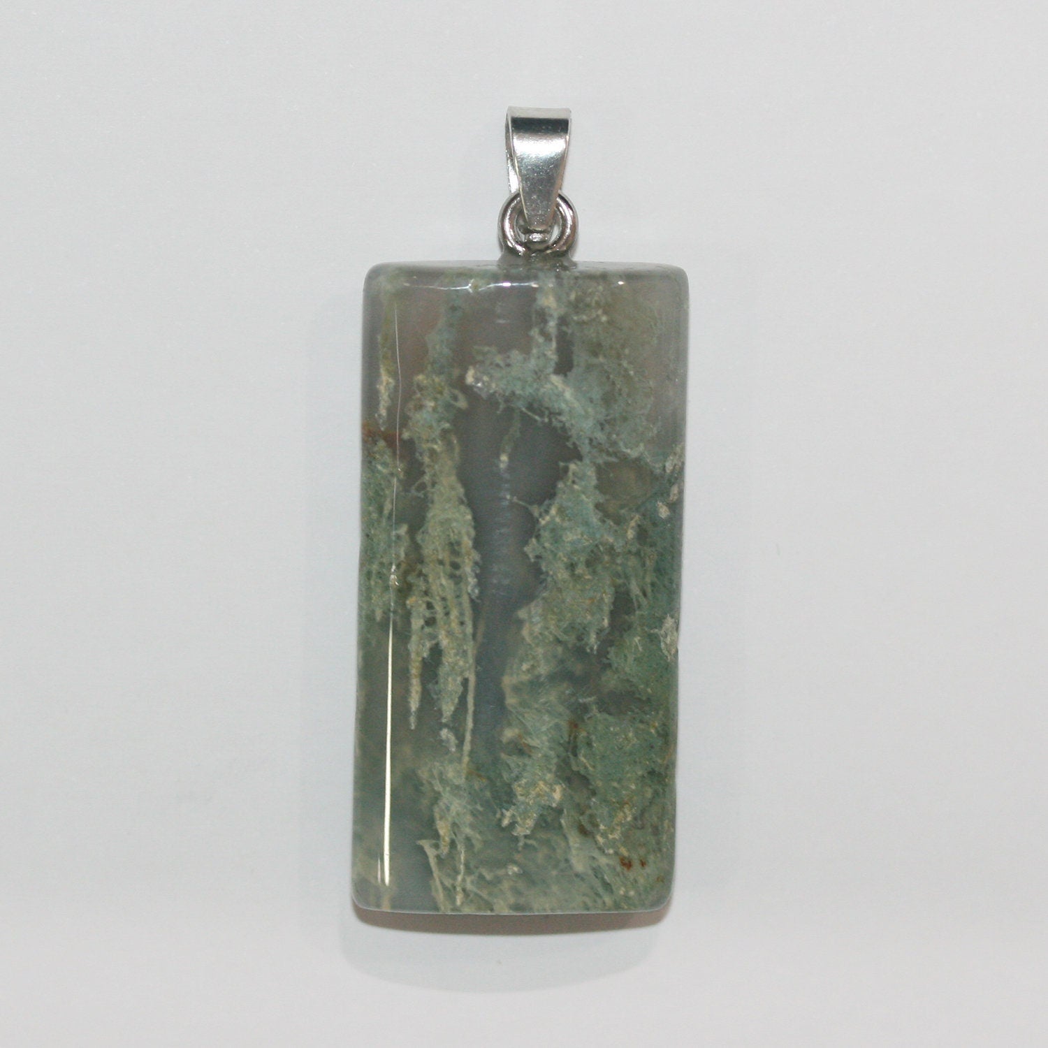 Colgante rectangular de ágata musgosa 40x20mm.
