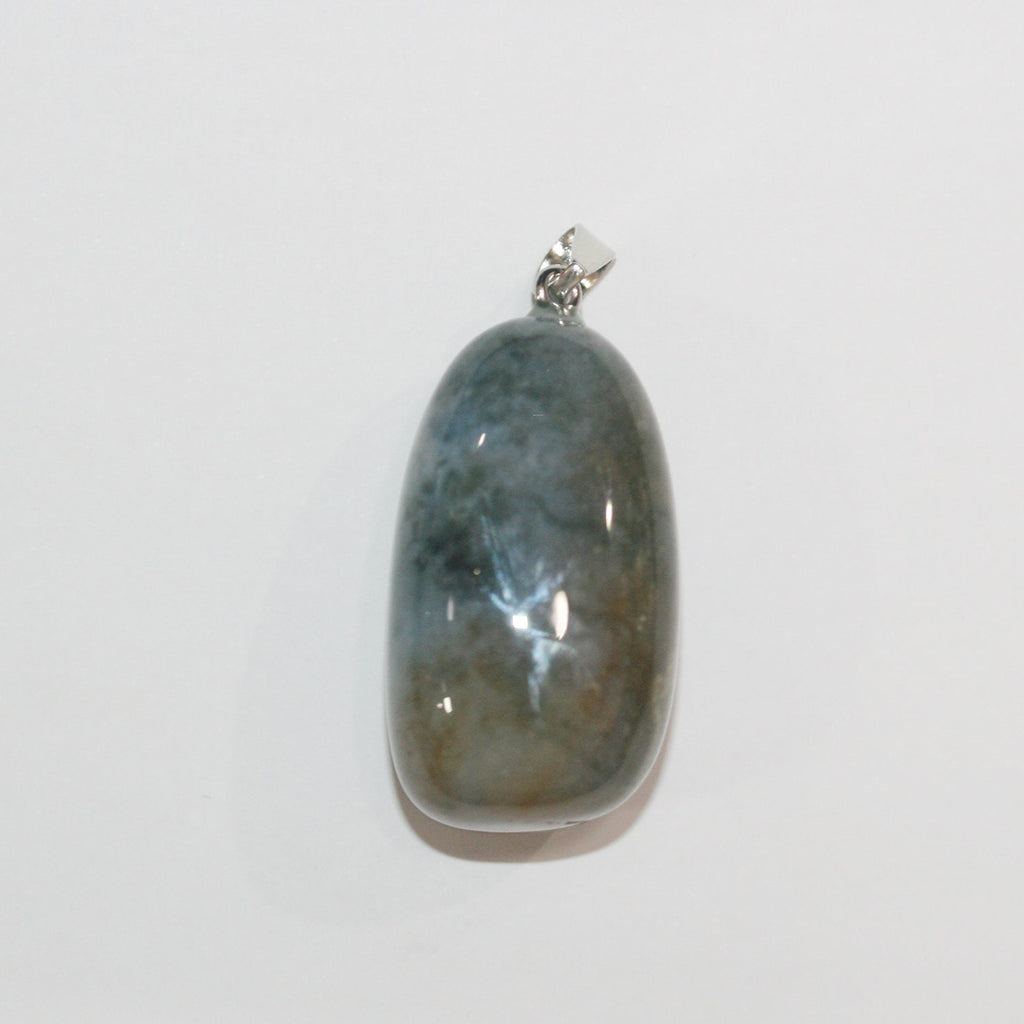 Moss Agate Nugget Pendant 37x20mm.-Approx. - Hard Gems