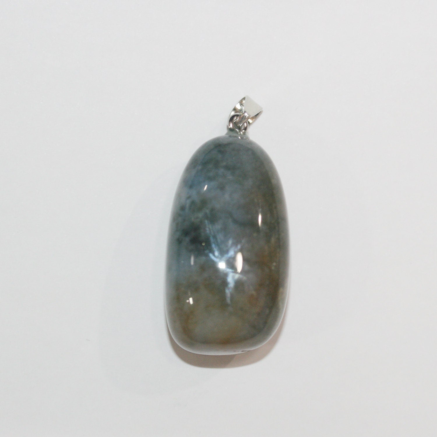 Moss Agate Nugget Pendant 37x20mm.-Approx. - Hard Gems