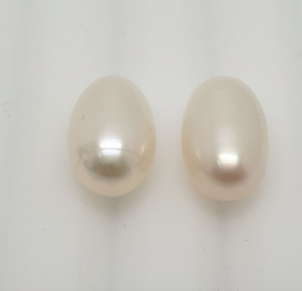 1 Pair Half Drilled Freshwater Pearl 11x7.6mm  Drop Shape Teardrop Top Luster Natural Pearl- Price is Per 1 Pair- Pearl Earring