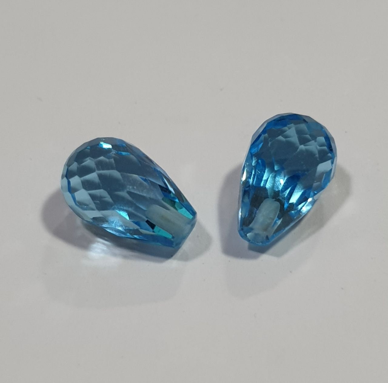 1 Pair AAA Half Drilled Swiss Blue Topaz Briolette Cut Drop 8x5mm- DIY Supplies- Gemstones- Natural Gems- Genuine
