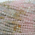 Perles rondes à facettes en morganite de St, 3,5 mm, 15 pouces (38 cm) - Fil de 39 cm