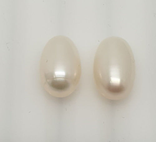 1 Pair Half Drilled Freshwater Pearl 11x7.6mm  Drop Shape Teardrop Top Luster Natural Pearl- Price is Per 1 Pair- Pearl Earring
