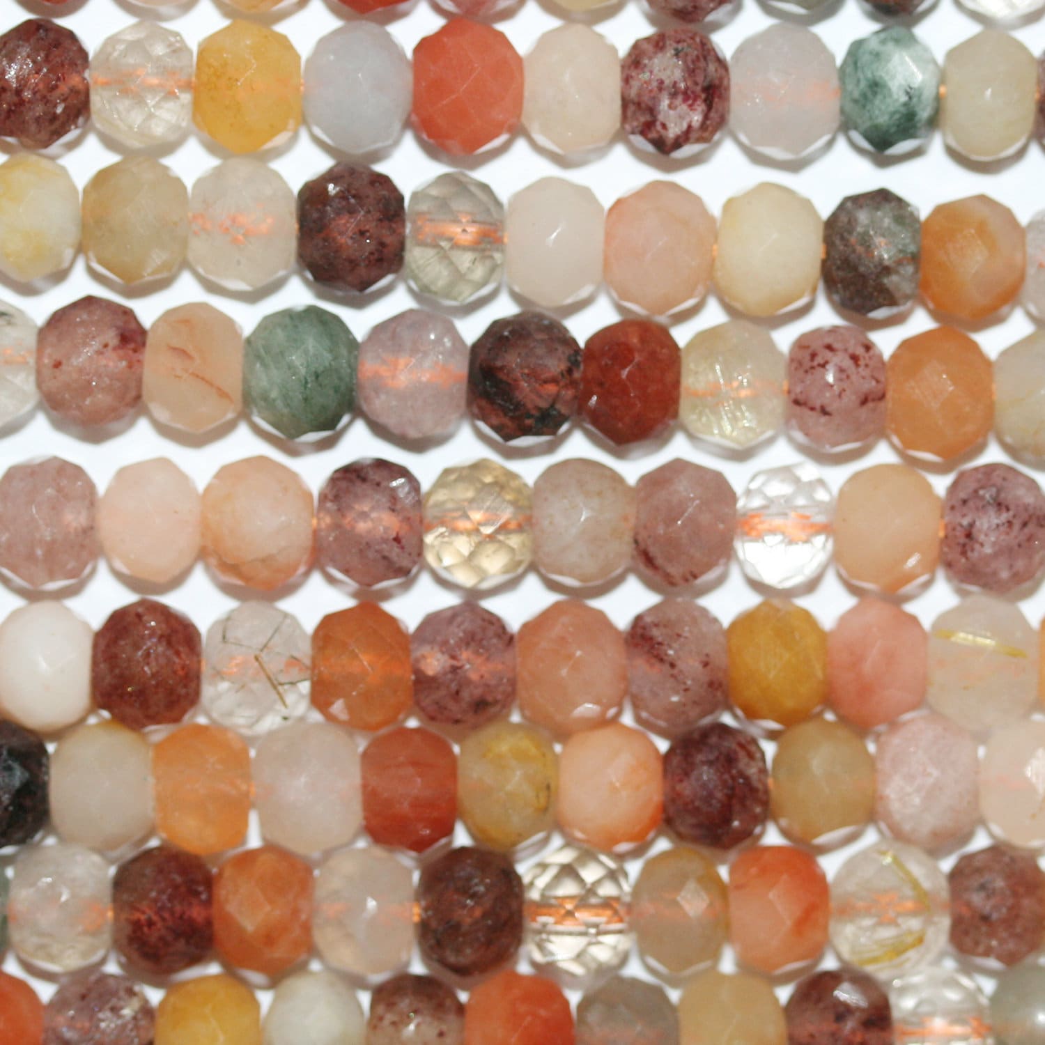 Perles rondelles à facettes en quartz rutile St 14" 7x5mm.-Rig 38cm.