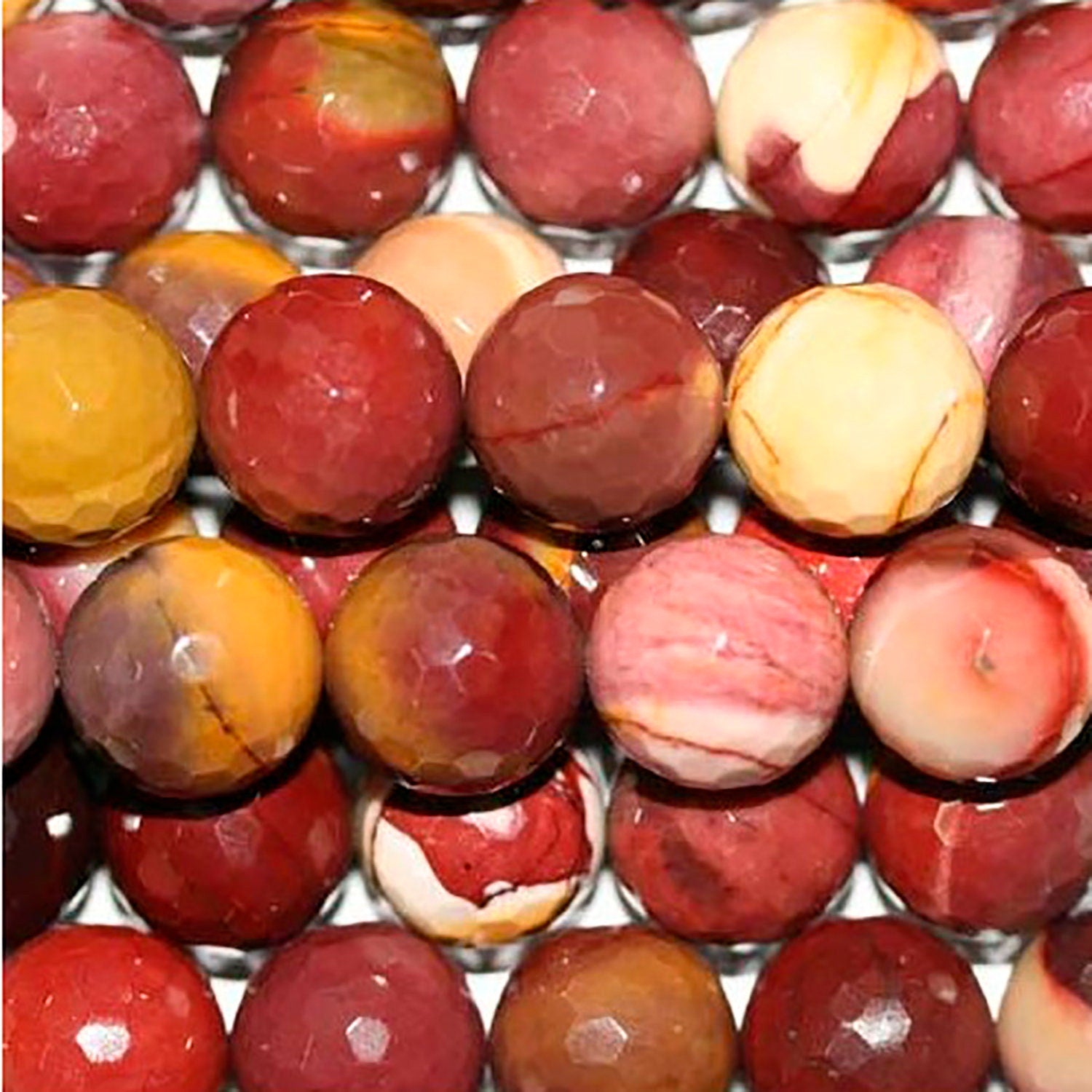 Cuentas redondas facetadas de St Mookaite de 16" (14 mm) - Hilo de 40 cm