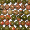 16" St Unakite Smooth Round Beads 10-11mm -Strand 40cm - Hard Gems