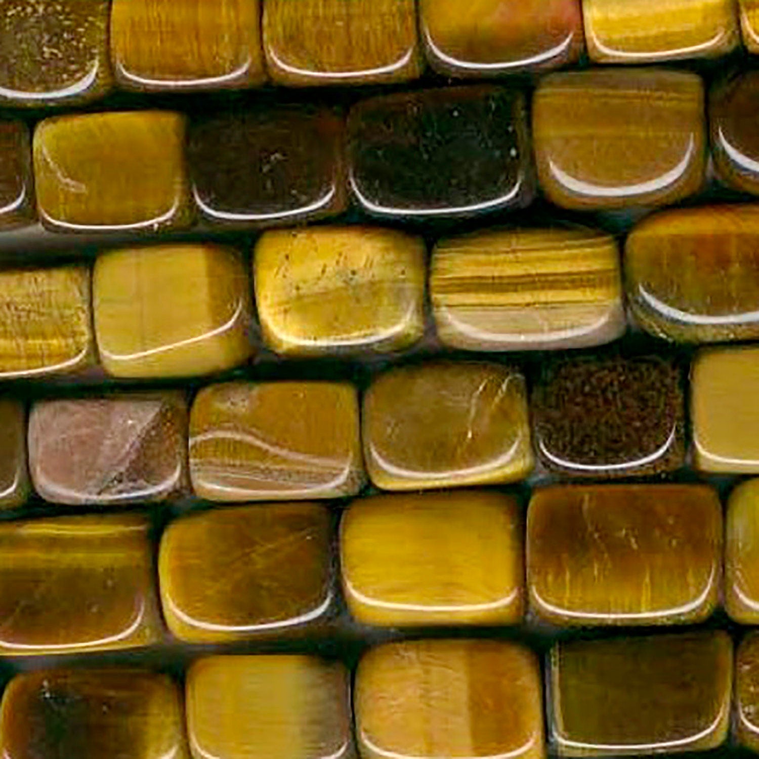 Cuentas cuadradas lisas de ojo de tigre de 40 cm (16"), 14 x 10 mm (aprox. - Hilo de 40 cm)