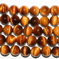 15" St Tiger Eye Smooth Round Beads 4mm.-Strand 38cm - Hard Gems