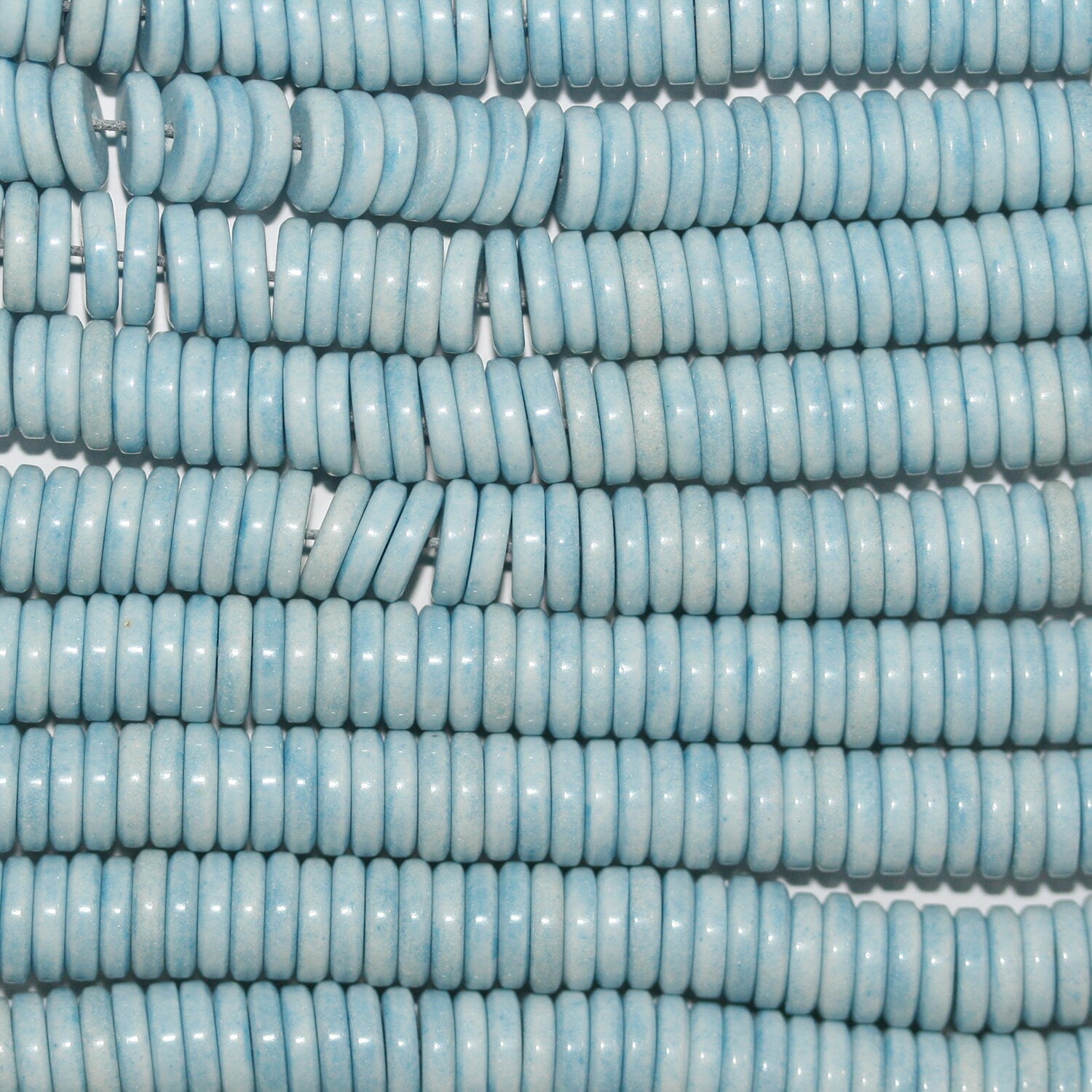 Perles de disque lisses en agate bleue St 16" 6x1,5mm.-Rig 40cm.