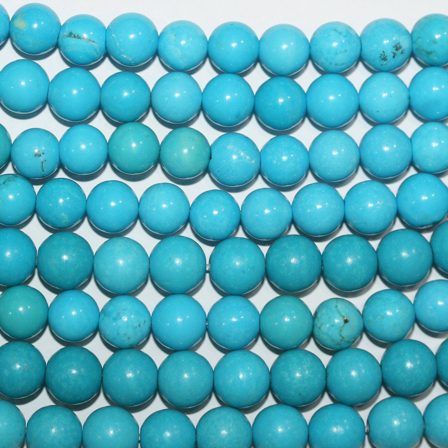 Cuentas redondas lisas de howlita de 16", 9-10 mm (tira de 40 cm)