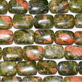 Cuentas rectangulares lisas de unakita de 16" (14 x 10 mm) - Hilo de 40 cm