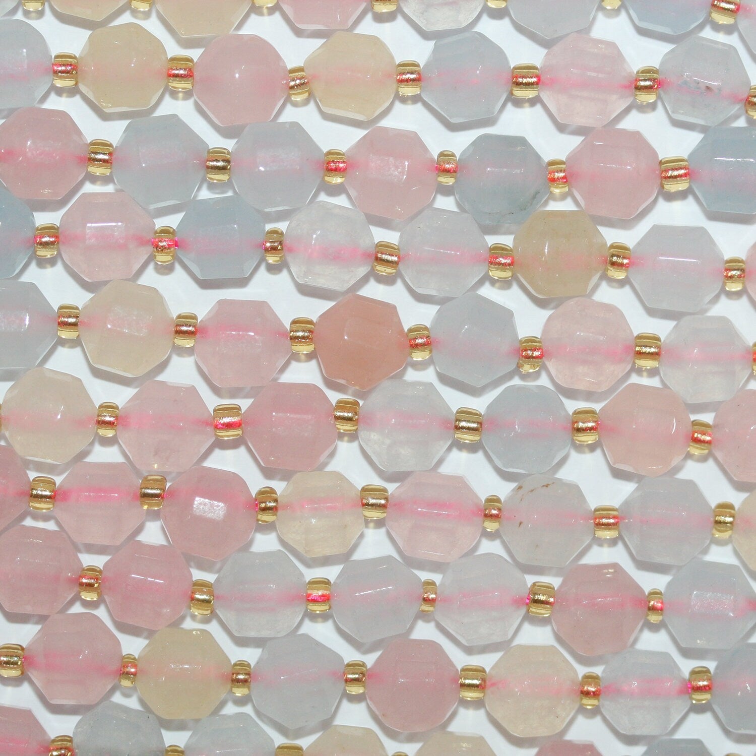 14" St Colors Quartz Faceted Barrel Beads 8x7mm.-Strand 38 cm.