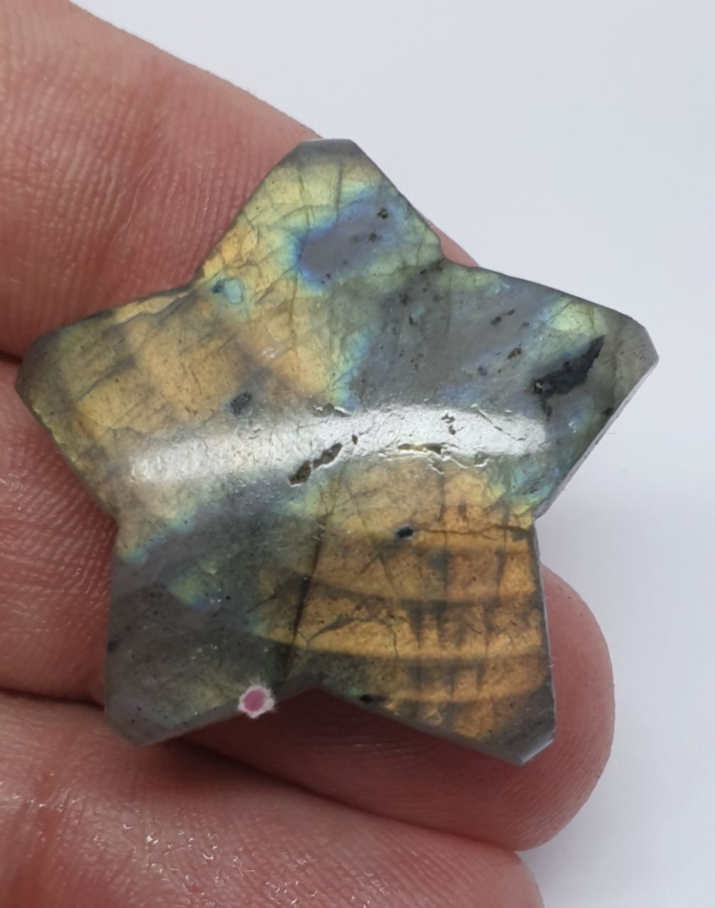 Cabochon étoile en labradorite de grande taille, 31 mm, 51,28 ct, pièce unique.