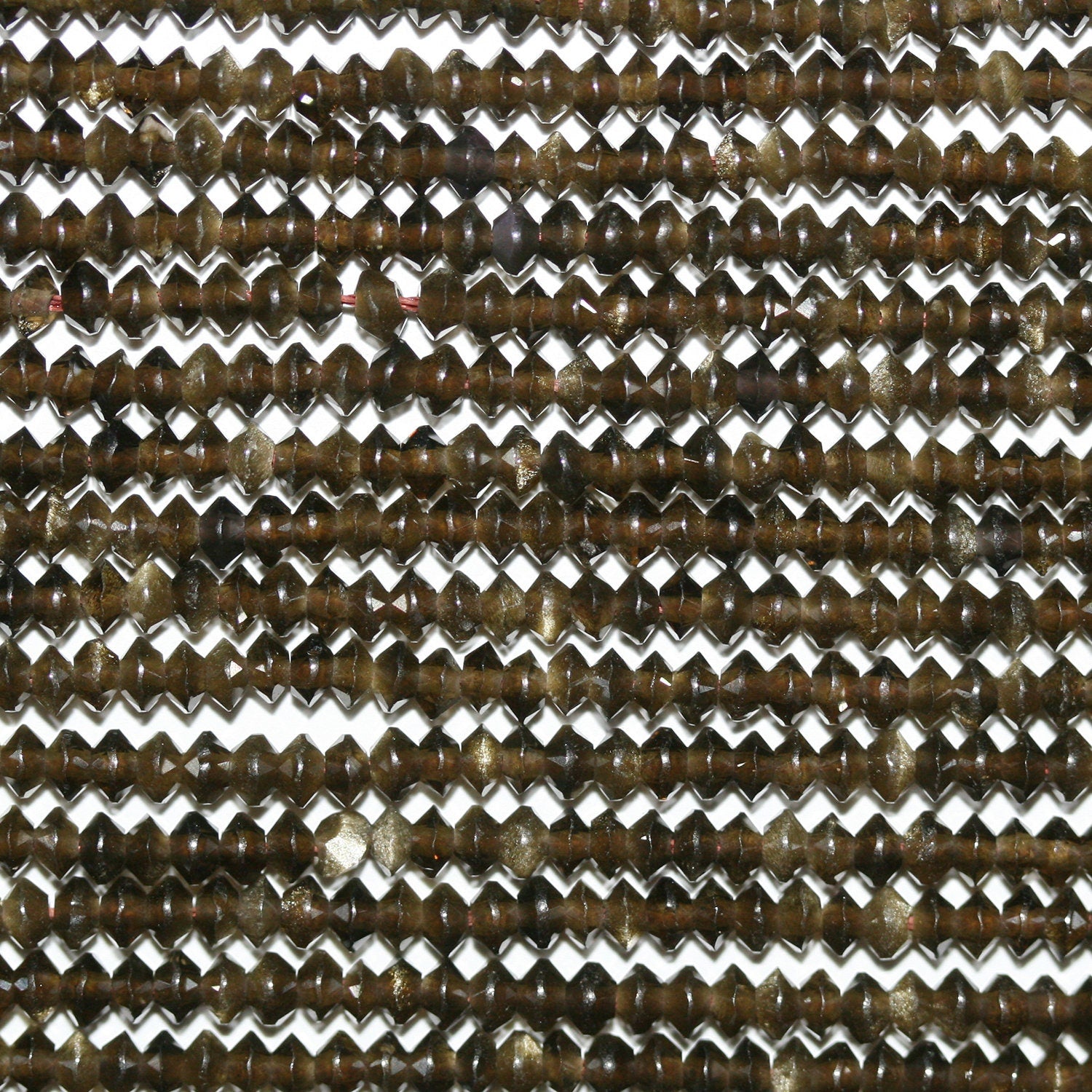 Perles rondelles à facettes en obsidienne St de 15 pouces, 3 x 2 mm. - Fil de 39 cm.