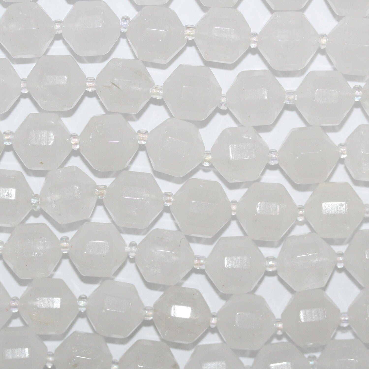 Perles cylindriques à facettes en cristal de roche St 14" (10 x 9 mm) - Longueur : 38 cm