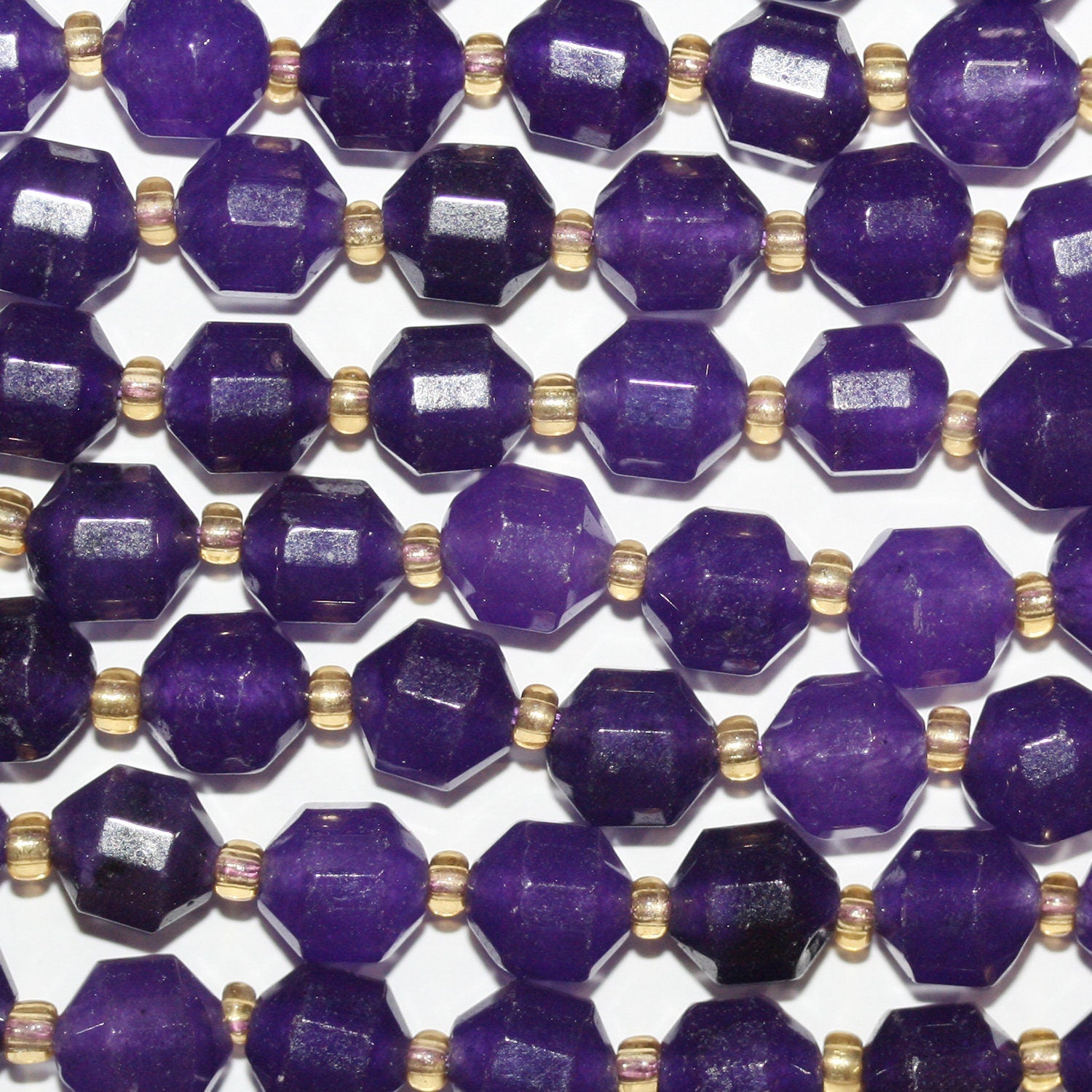 Perles cylindriques à facettes en quartz violet St de 14 pouces, 8 x 7 mm. - Fil de 38 cm.