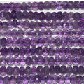 13" St Amethyst Faceted Rondelle Beads 4x3mm.Strand 33cm