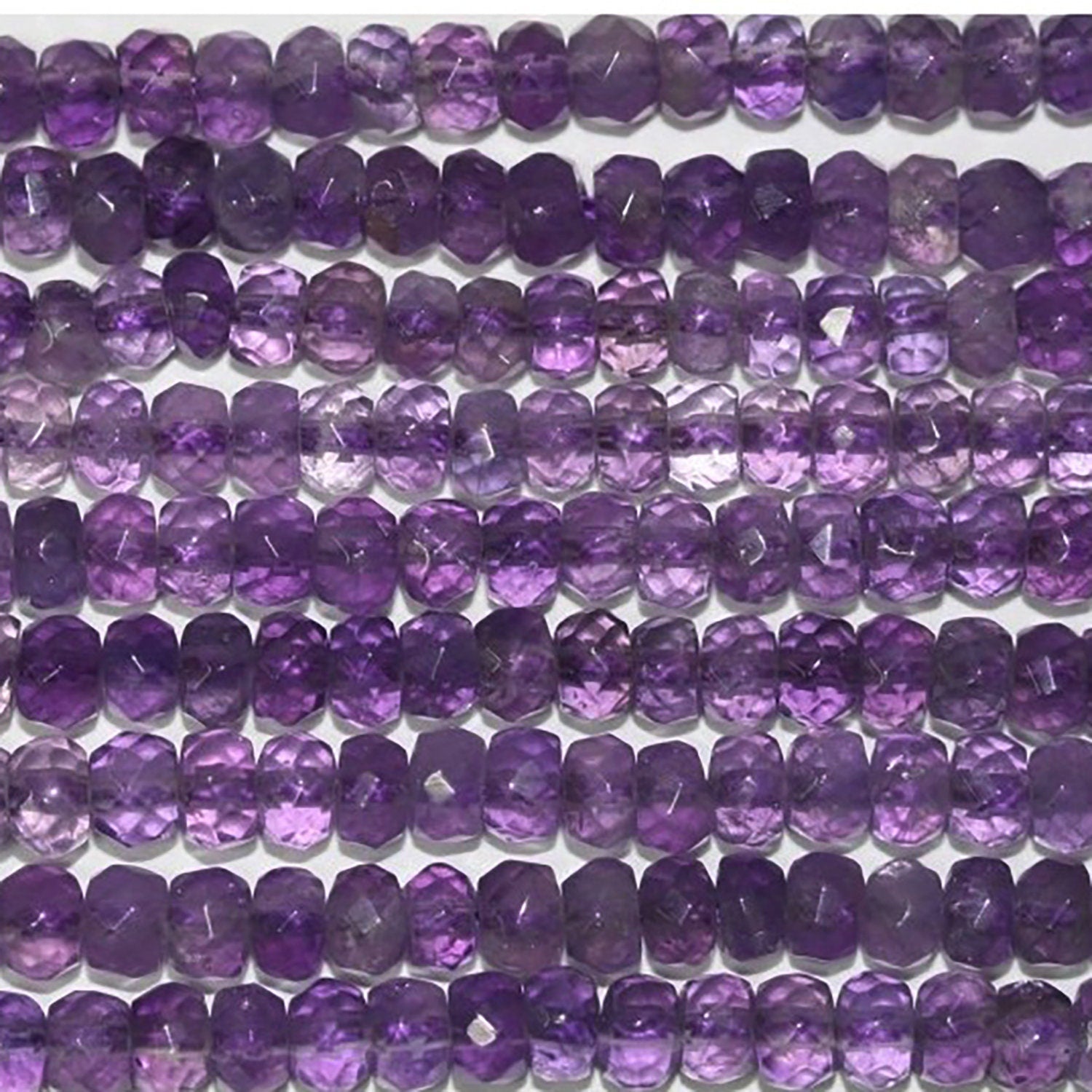 13" St Amethyst Faceted Rondelle Beads 4x3mm.Strand 33cm