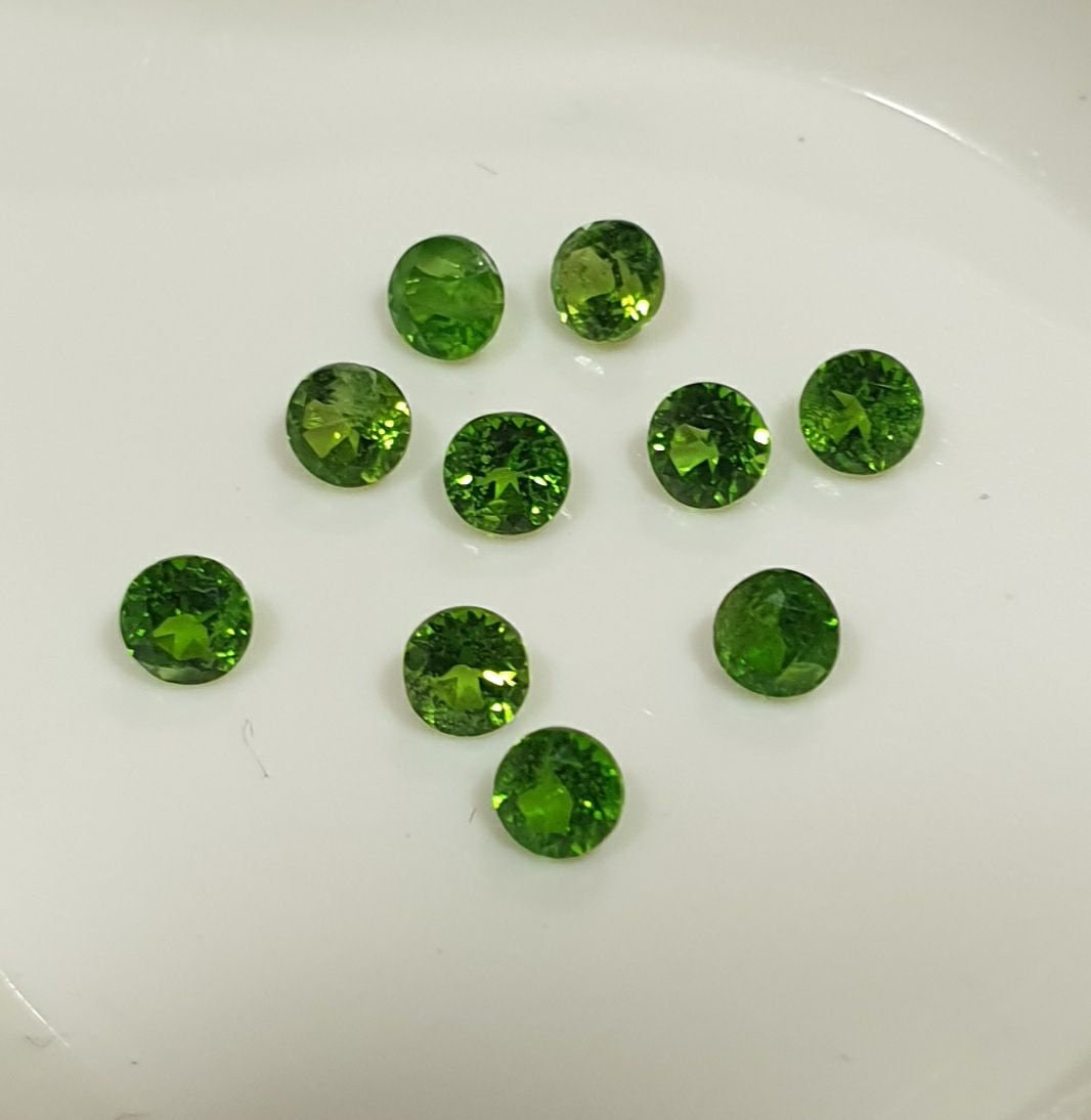 10 Pcs Lot 2.5mm Russian Chrome Diopside Faceted Round  Natural Untreated Gemstone  - Price is per Lot in the Picture