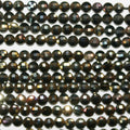 12" St Gold Spinel Faceted Coin Beads 4mm.-Strand 32cm.