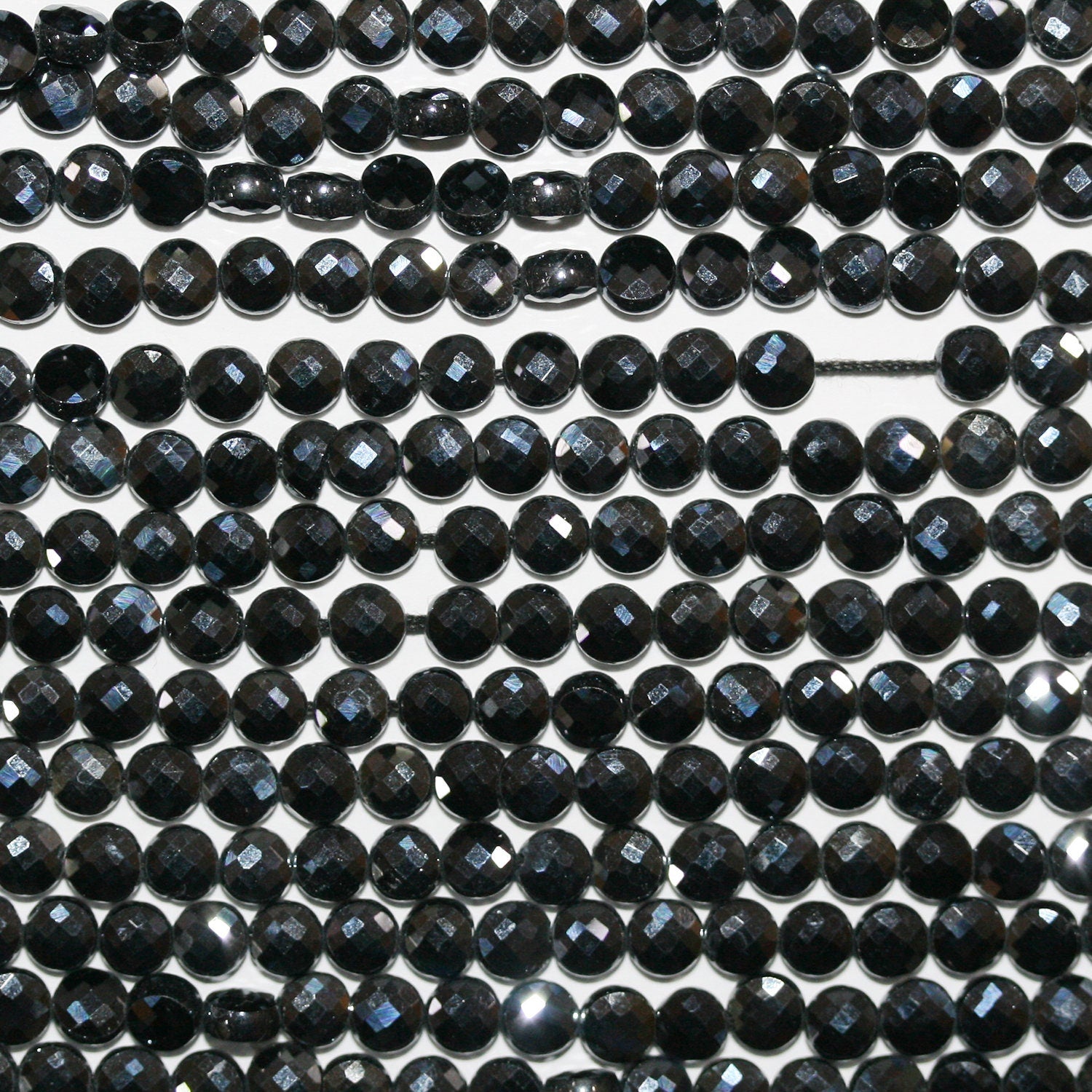 12" St Gray Spinel Faceted Coin Beads 4mm.-Strand 32cm.