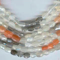 Perles ovales à facettes en pierre de lune multicolore de 14 pouces (10 x 6 mm) - Longueur approximative : 38 cm