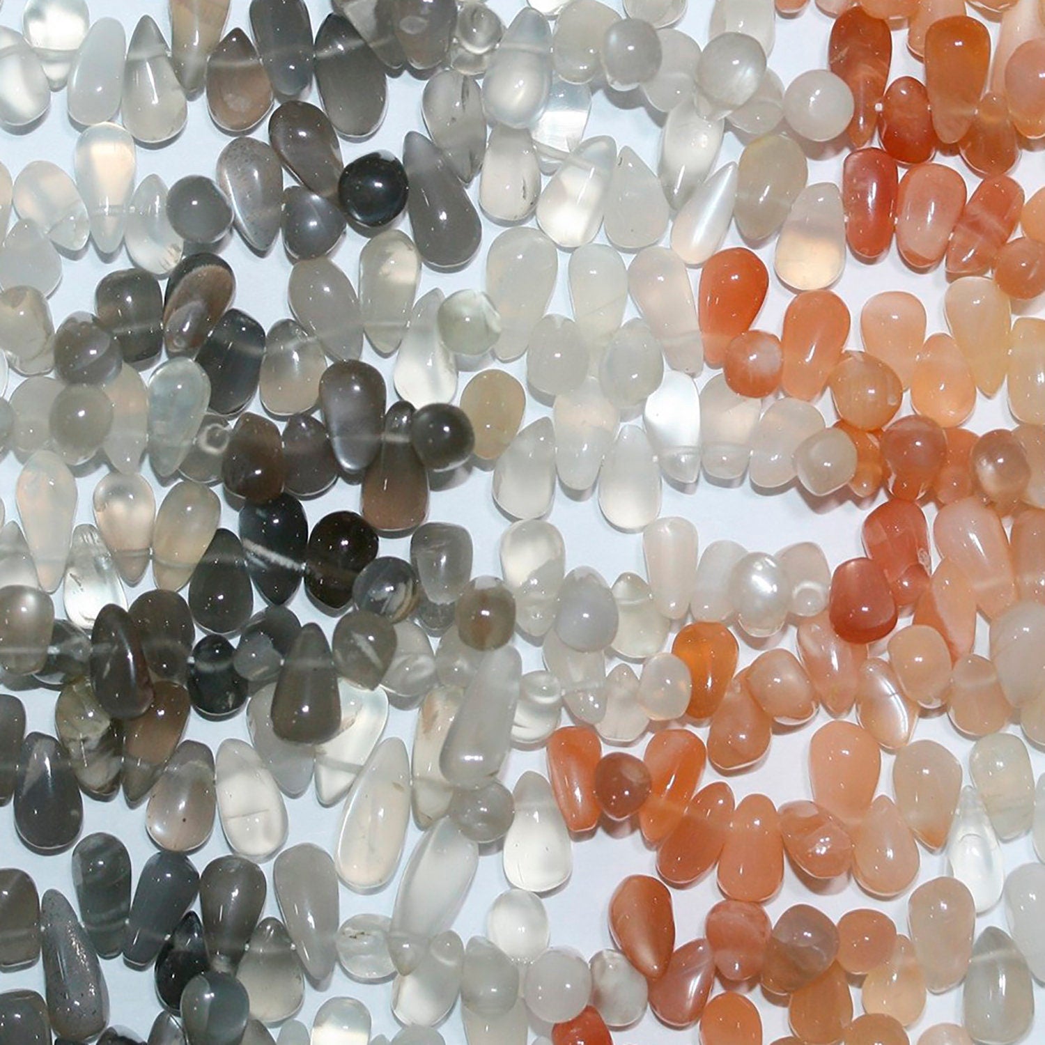 14" St Multicolor Moonstone Smooth Drop Beads 9x5mm.Approx.-Strand 36mm - Hard Gems