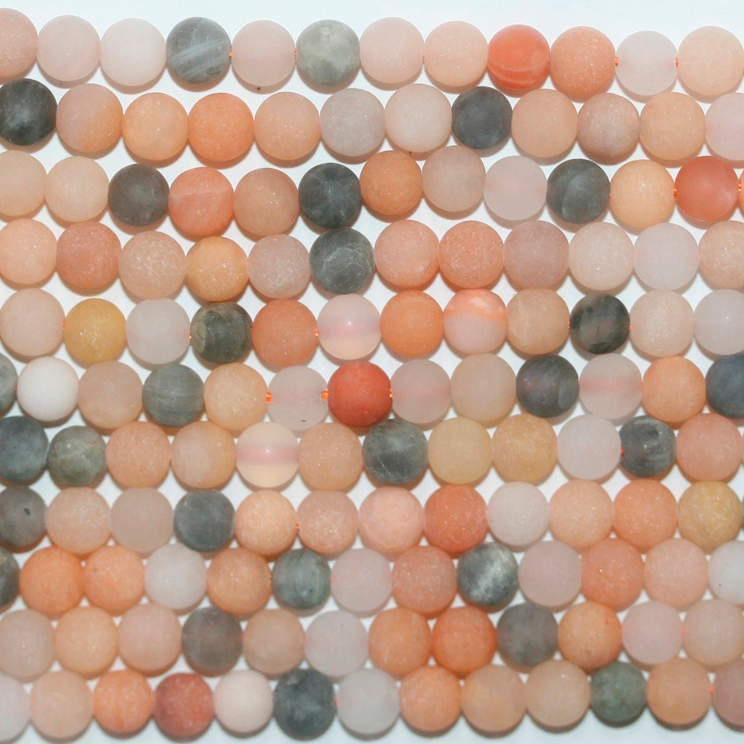 Perles rondes en pierre de lune multicolore, finition mate, 6 mm, 15 pouces - Fil de 39 cm