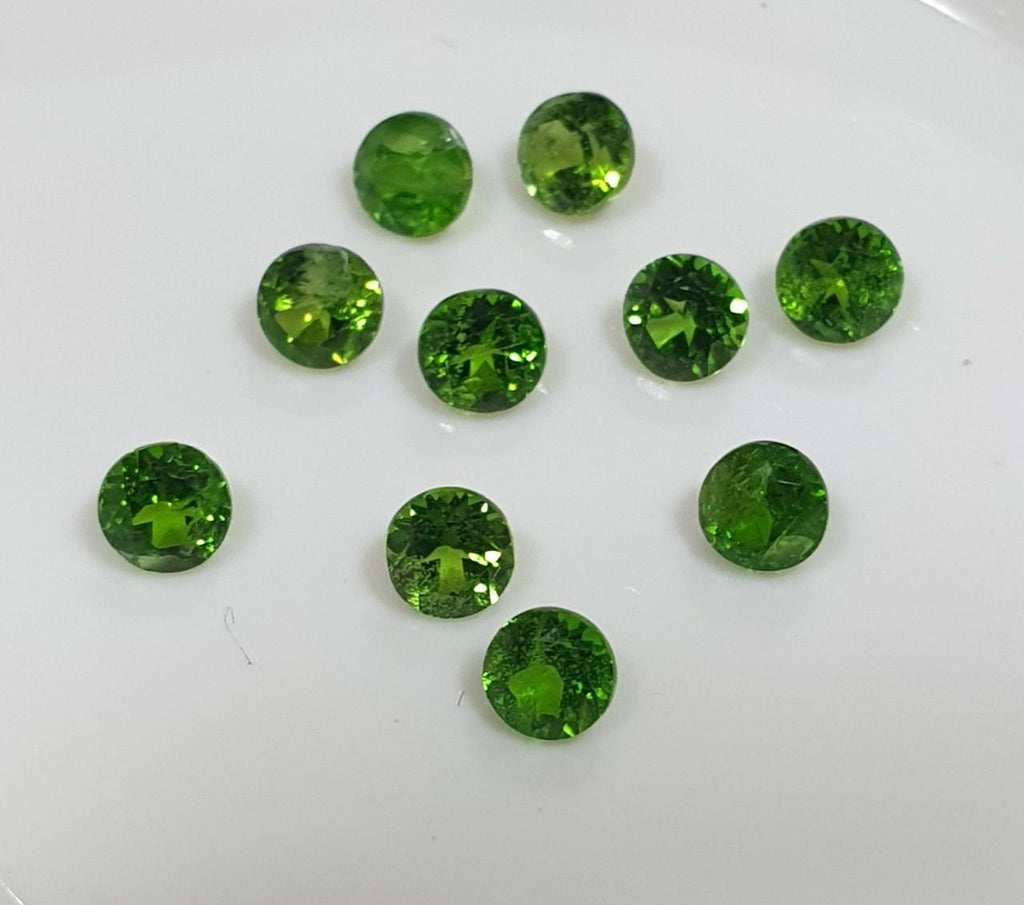10 Pcs Lot 2.5mm Russian Chrome Diopside Faceted Round  Natural Untreated Gemstone  - Price is per Lot in the Picture