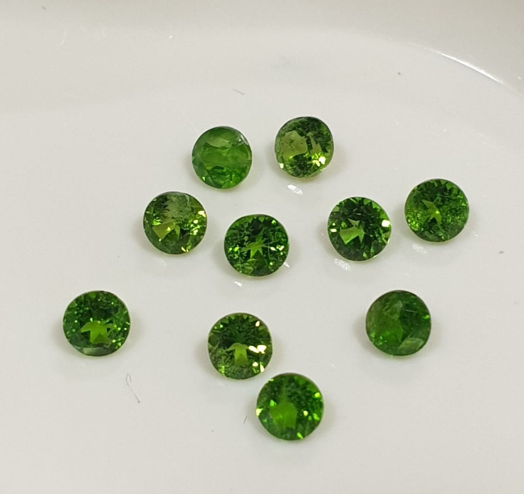 10 Pcs Lot 2.5mm Russian Chrome Diopside Faceted Round  Natural Untreated Gemstone  - Price is per Lot in the Picture