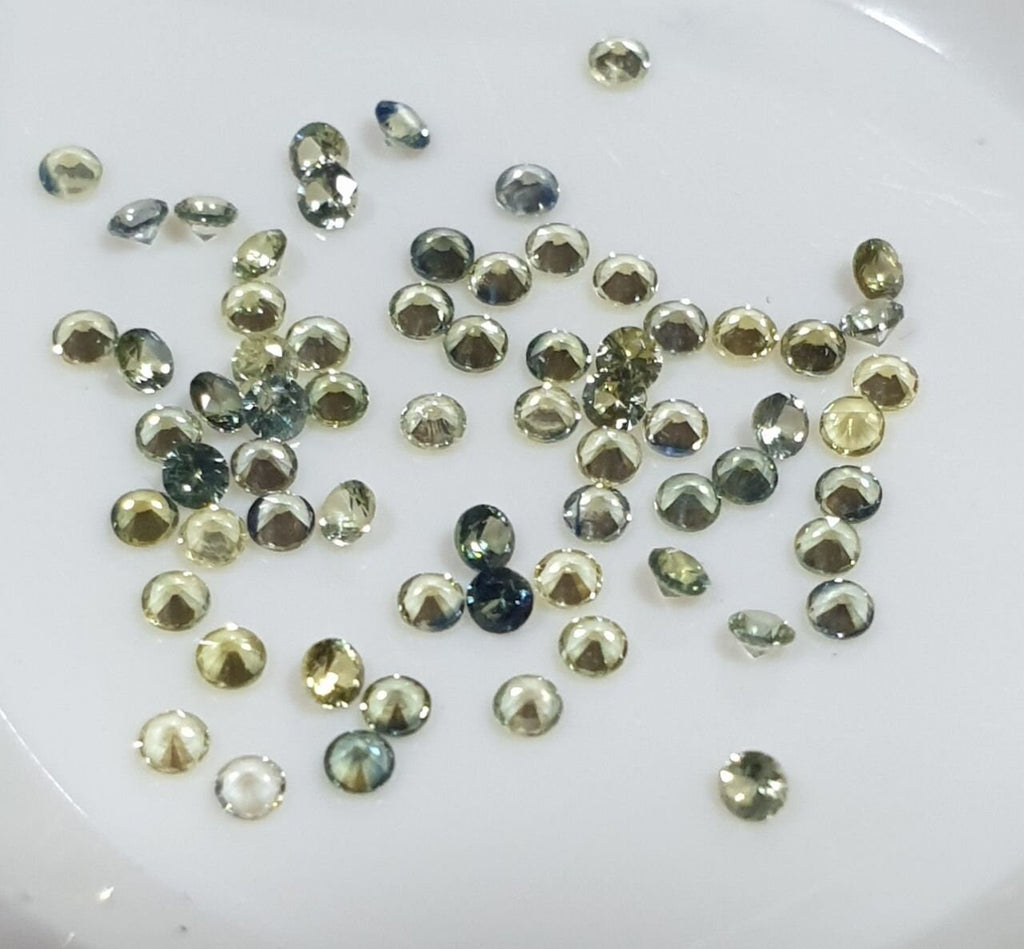 Green Sapphire Lot Natural Top Green  Color Sapphire 1.4-1.5mm Round Brilliant Cut- Wholesale Gemstones- Natural Stones For Jewelry