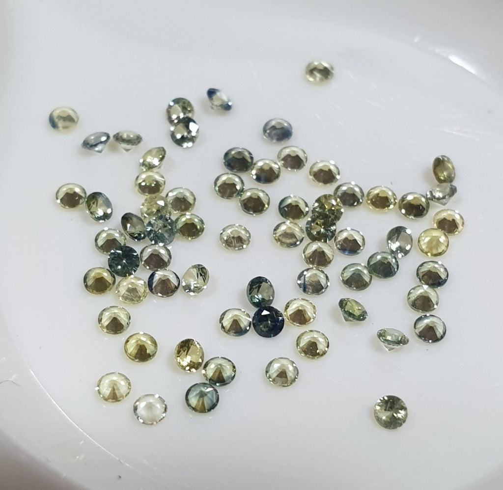 Green Sapphire Lot Natural Top Green  Color Sapphire 1.4-1.5mm Round Brilliant Cut- Wholesale Gemstones- Natural Stones For Jewelry