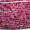 14" St Fuchsia Agate Faceted Round Beads 6mm.-Strand.37cm.