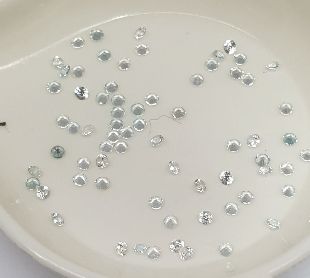Lote de aguamarinas de 1,25 mm de corte redondo sin tratar - Oferta al por mayor - Proveedor de gemas DIY - Piedras genuinas - Gemas diminutas - Piedras pequeñas