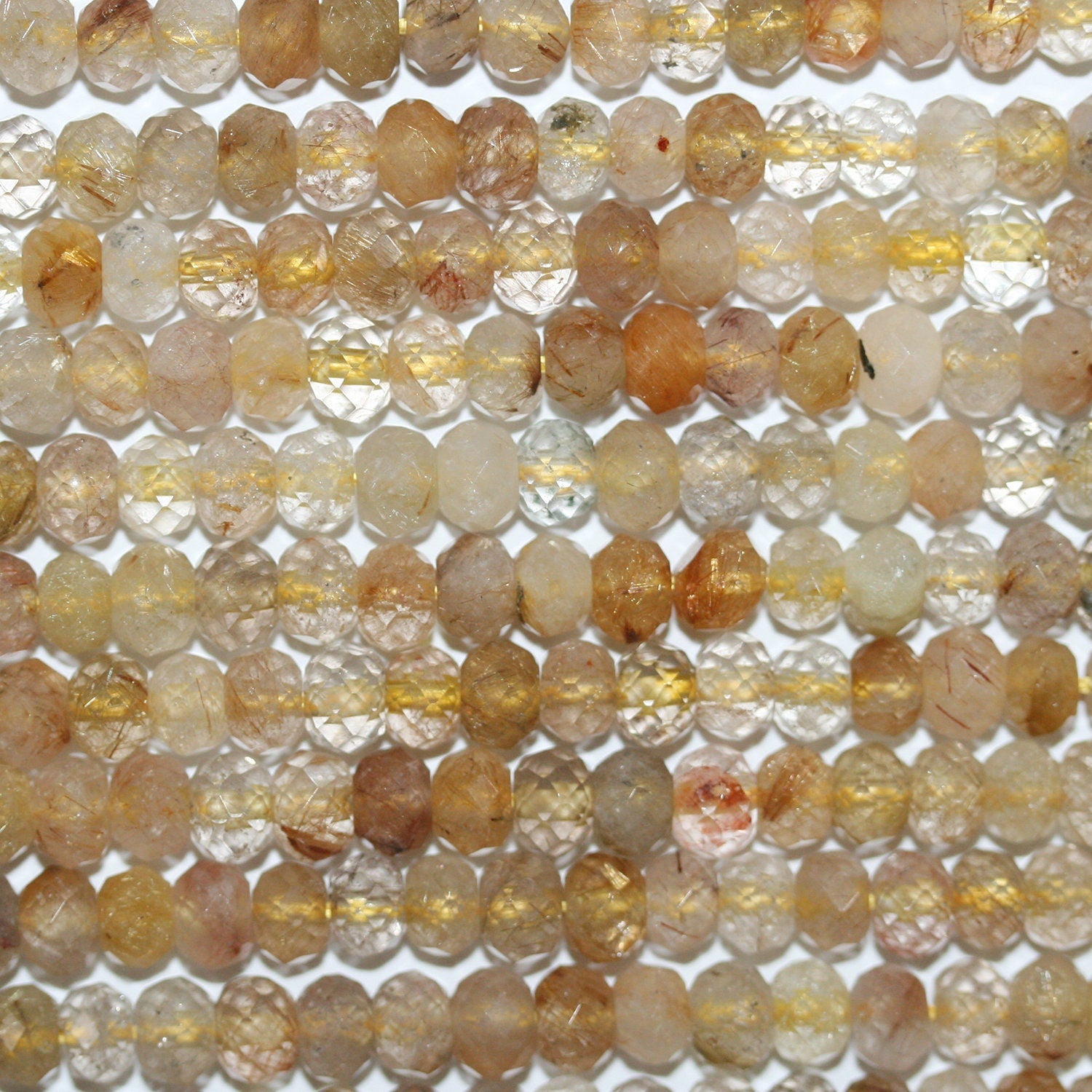 Perles rondelles à facettes en quartz rutile St 15" 6x4mm.-Rig 39cm.