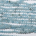 14" St Aquamarine Faceted Round Beads 2-2.5mm.-Strand 38cm