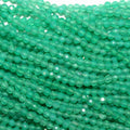 15" Perles rondes à facettes en agate verte St 2 mm.-Rig 39 cm.