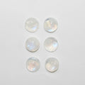 Lote de 6 cabujones redondos lisos de piedra lunar de 9 mm. (6 piezas)