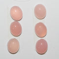 Lote de 6 cabujones ovalados de calcedonia rosa de 11 x 9 mm. (6 piezas)