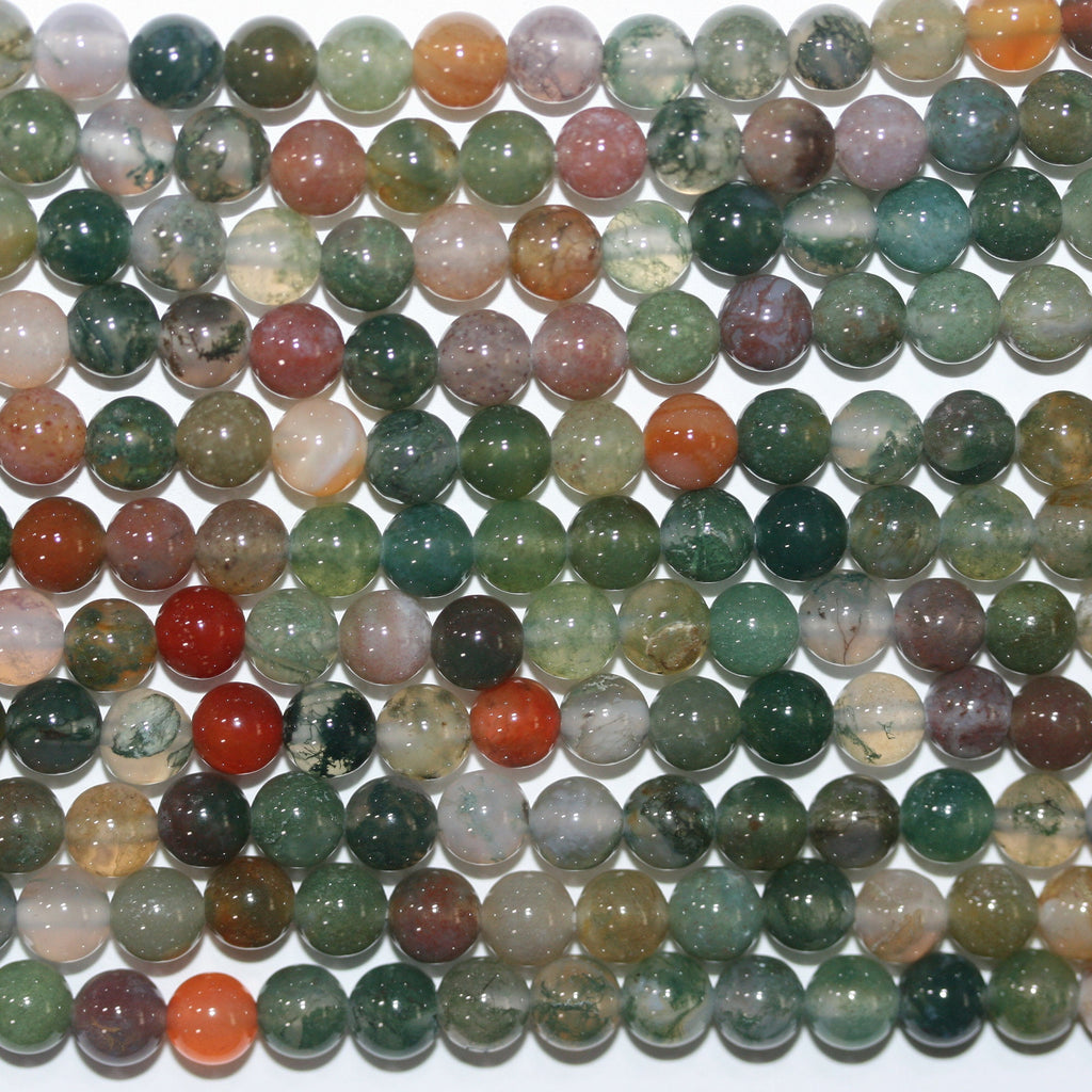 Perles rondes lisses en agate indienne St, 6 mm, 15 pouces (38 cm) - Fil de 39 cm