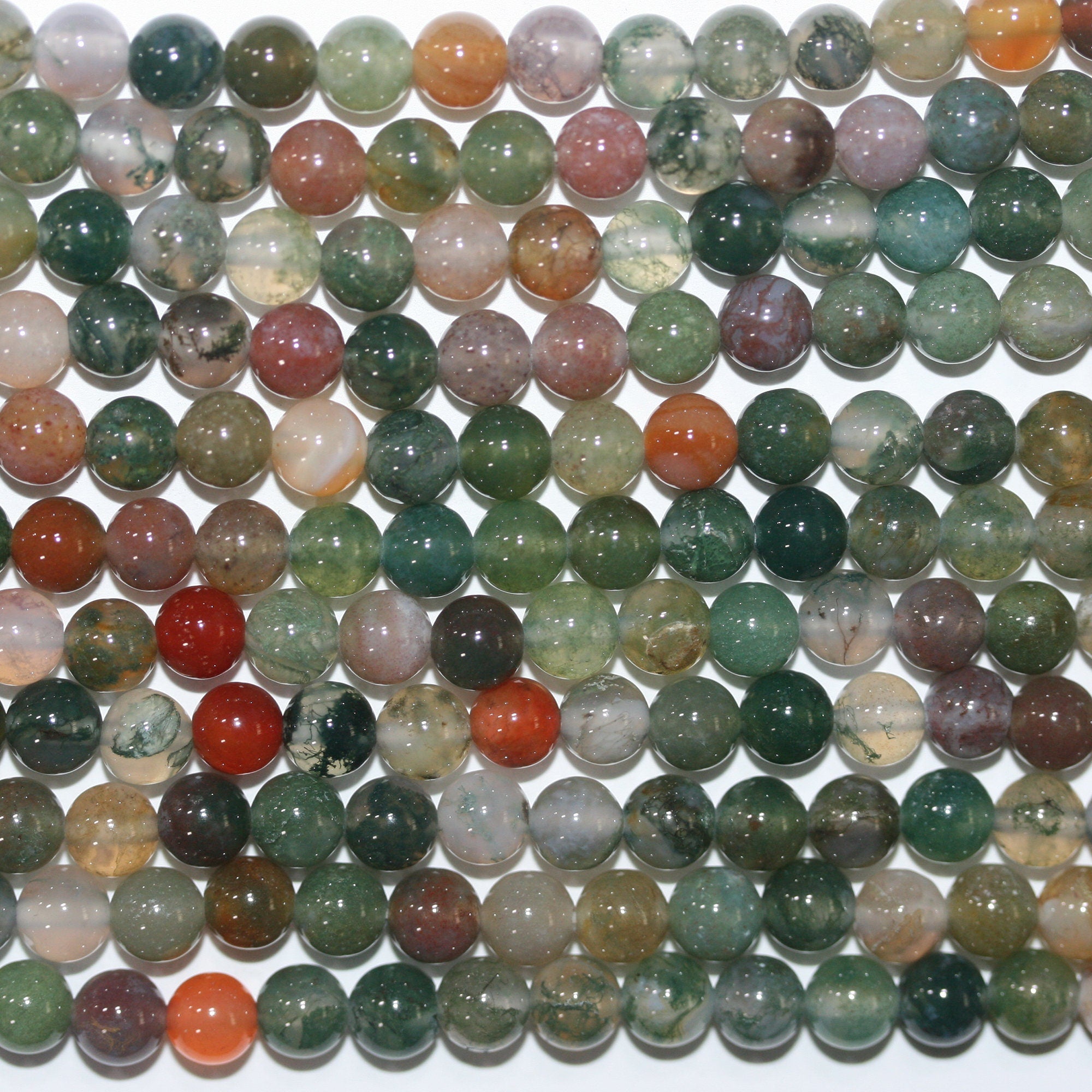 Perles rondes lisses en agate indienne St, 6 mm, 15 pouces (38 cm) - Fil de 39 cm