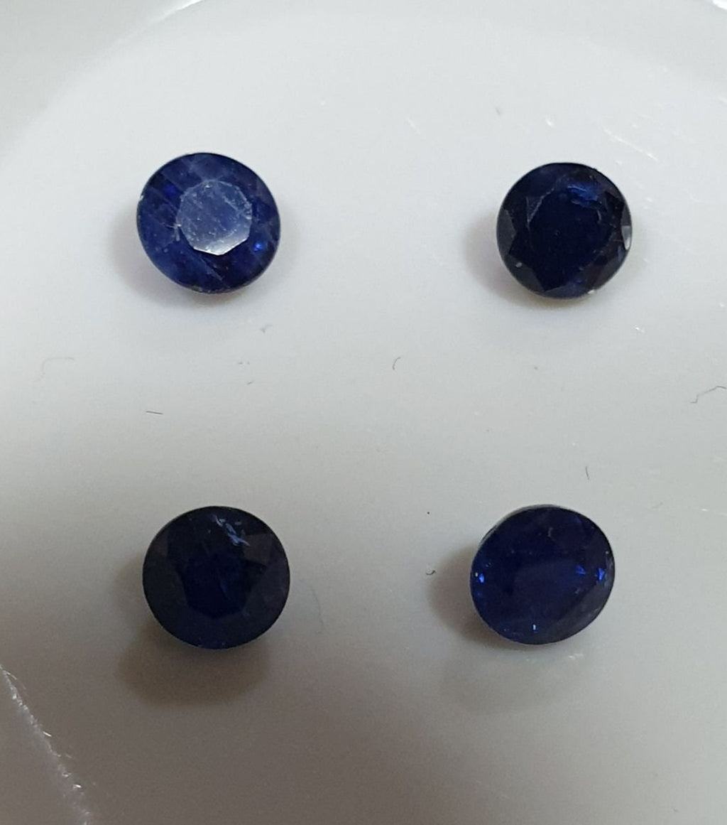 Lote de zafiros azules facetados redondos de 3,4-3,5 mm (4 piezas) - Zafiro natural